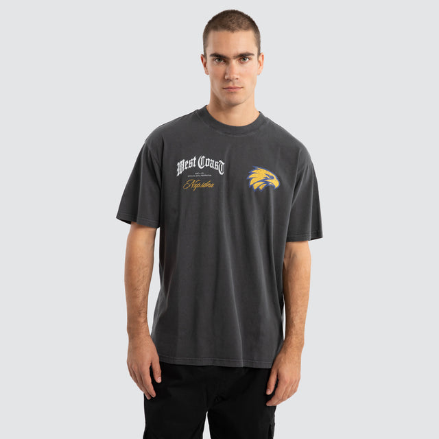 West Coast Eagles AFL Vintage Goth Tee Pigment Asphalt