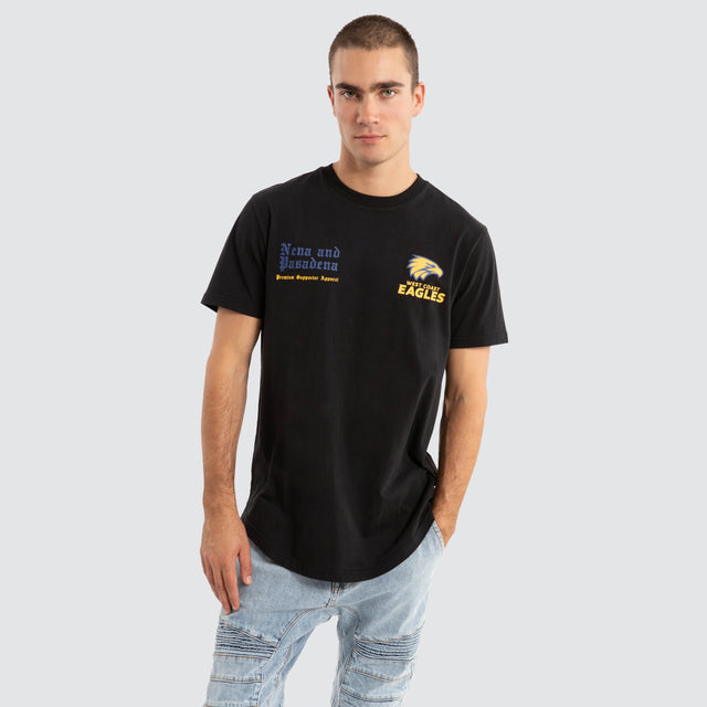 West Coast Eagles AFL Vert Tee Jet Black