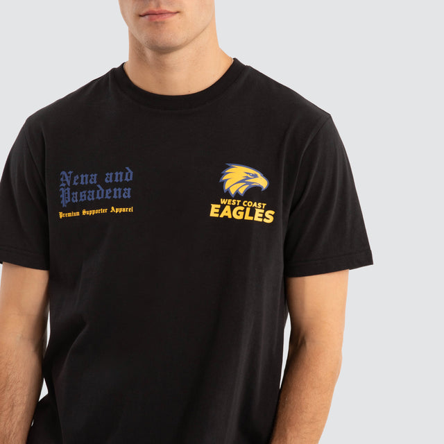 West Coast Eagles AFL Vert Tee Jet Black