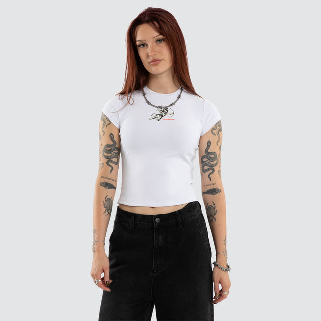 Cherub Cap Sleeve Top White