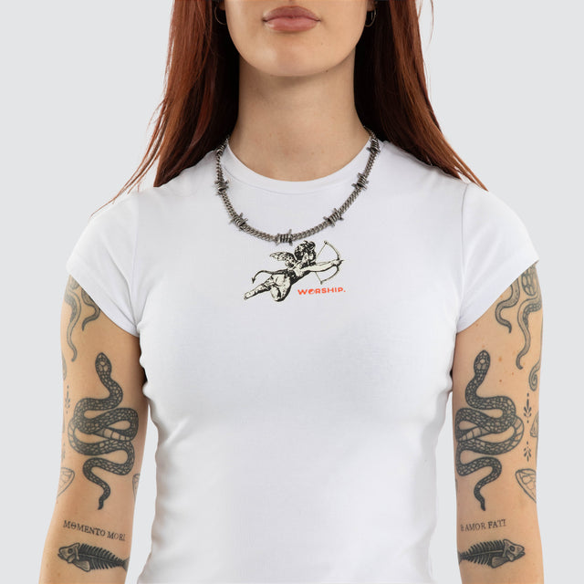 Cherub Cap Sleeve Top White