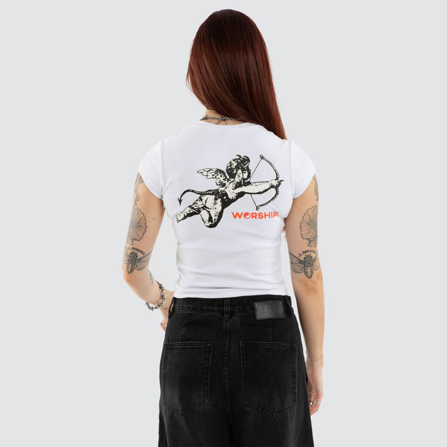Cherub Cap Sleeve Top White