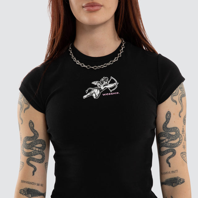 Cherub Cap Sleeve Top Black