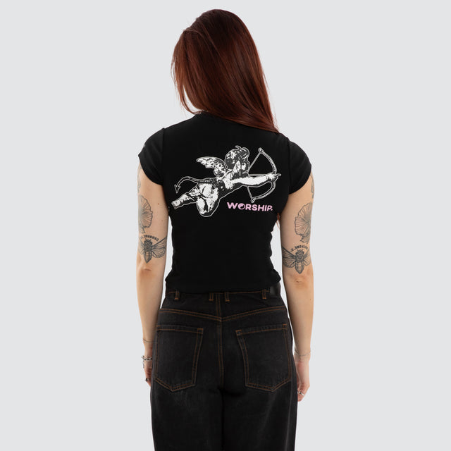 Cherub Cap Sleeve Top Black