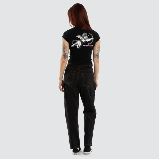 Cherub Cap Sleeve Top Black