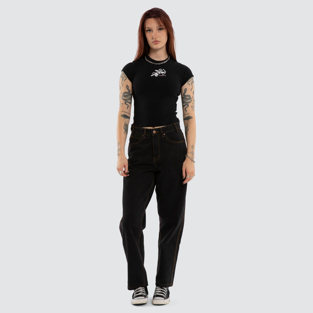 Cherub Cap Sleeve Top Black