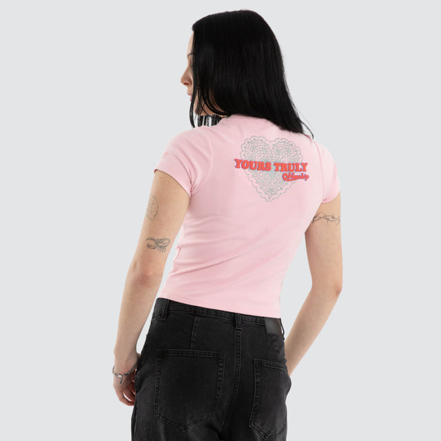 Yours Truly Slim Fit Tee Pink Parfait