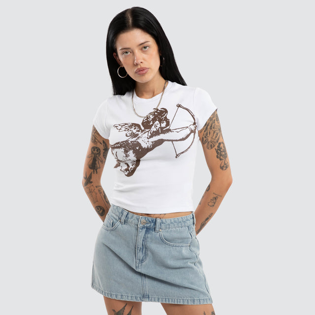 Cherub Cap Sleeve Tee White