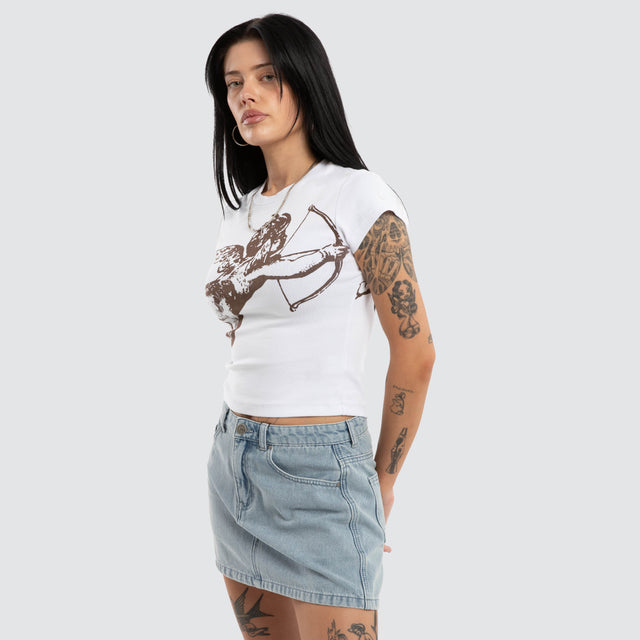 Cherub Cap Sleeve Tee White