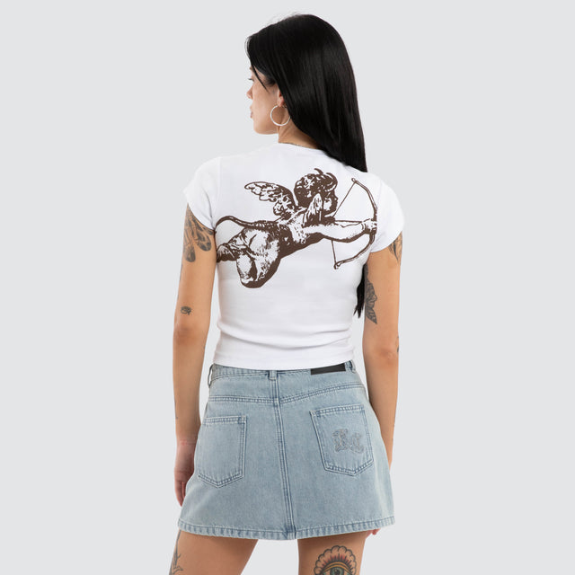Cherub Cap Sleeve Tee White