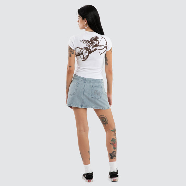 Cherub Cap Sleeve Tee White