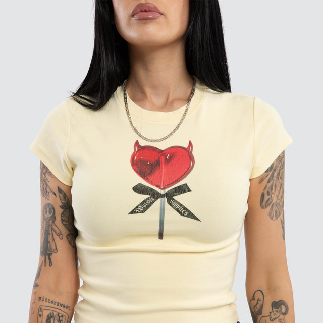 Sucks To Be You Cap Sleeve Tee Lemon Icing