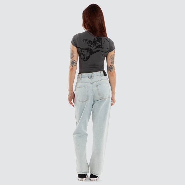 Cherub Cap Sleeve Top Worn Black