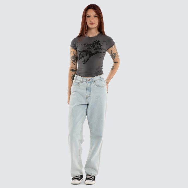 Cherub Cap Sleeve Top Worn Black