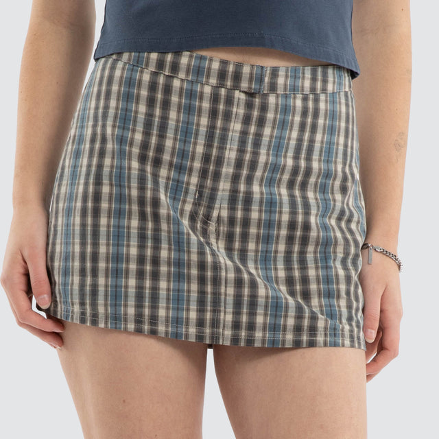 Desert Reverb Plaid Mini Skort Dusty Blue