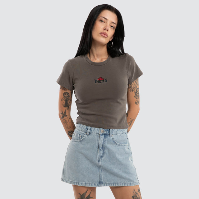 Bed Of Roses Mini Tee Charcoal Rose