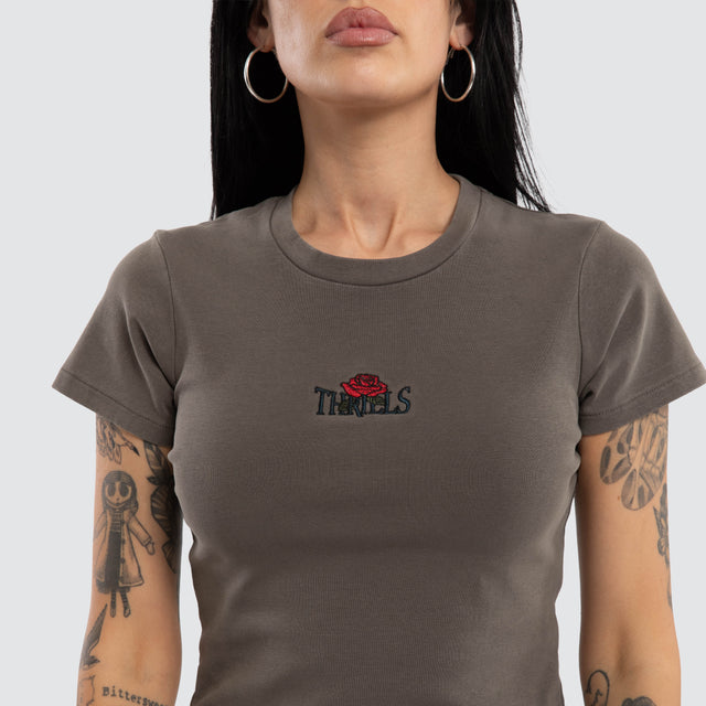 Bed Of Roses Mini Tee Charcoal Rose