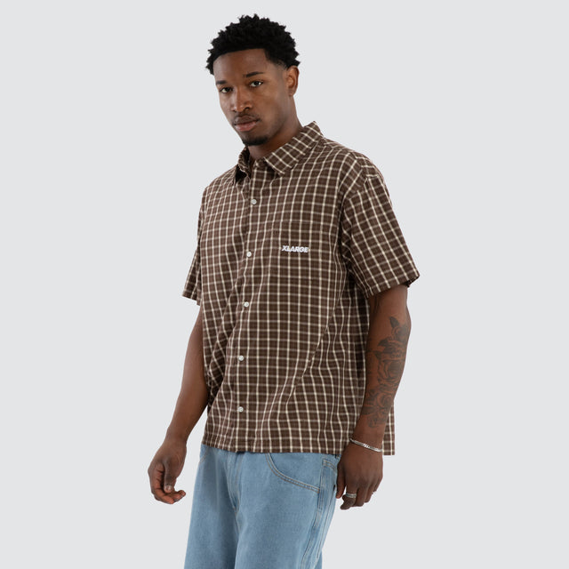 Italic Short Sleeve Shirt Brown