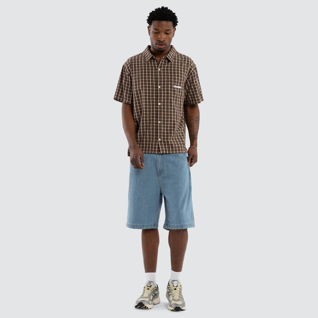 Italic Short Sleeve Shirt Brown