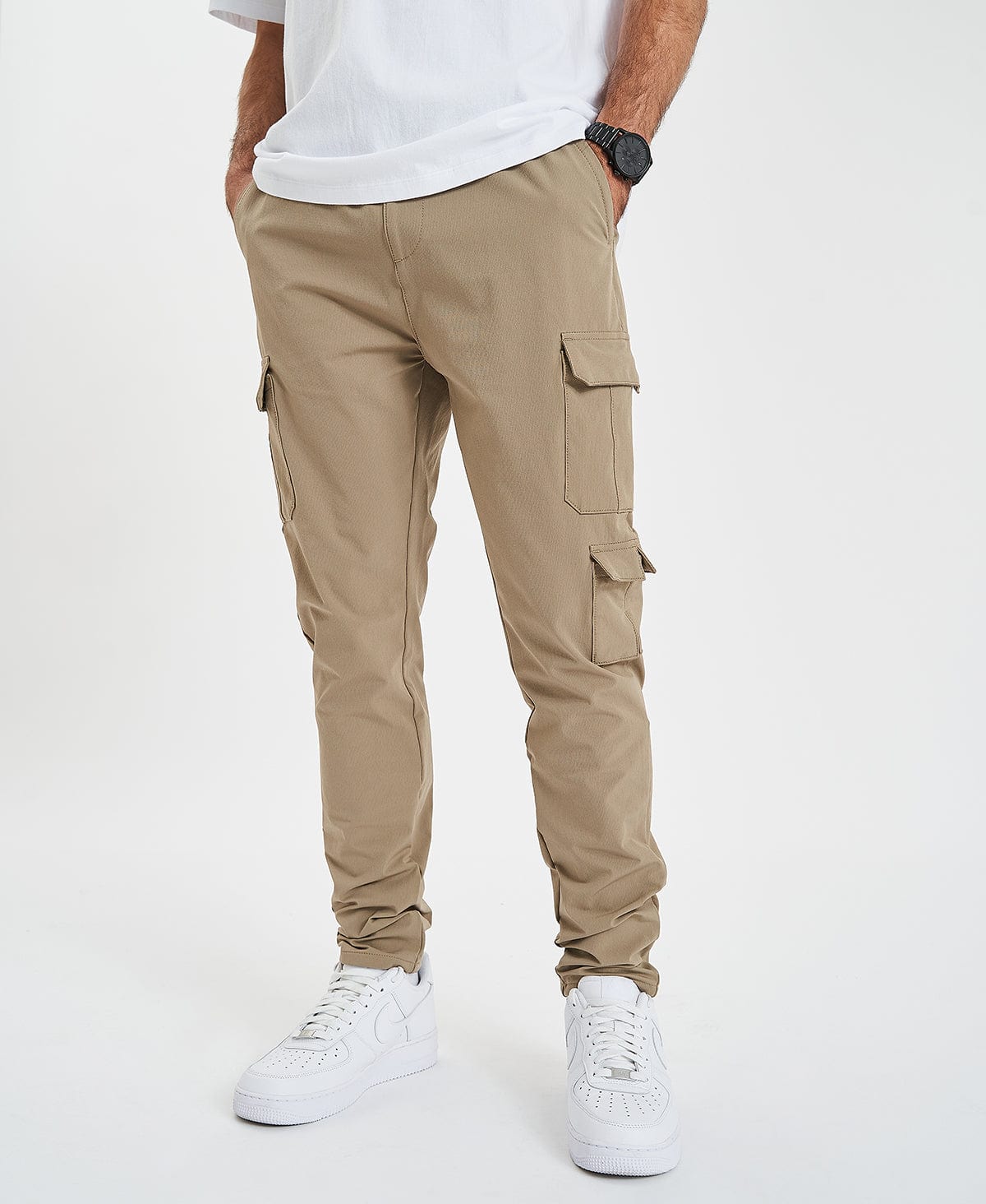 Casual thin breathable tie drawstring long pants men casual solid color  pockets waist drawstring ankle tied skinny cargo pants | Fruugo ES