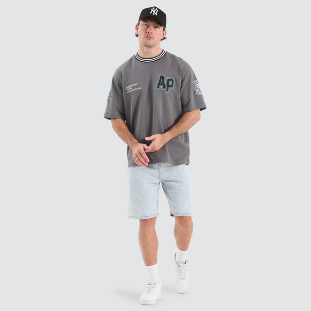 Americain Arathorn Oversized Loopback Tee Charcoal