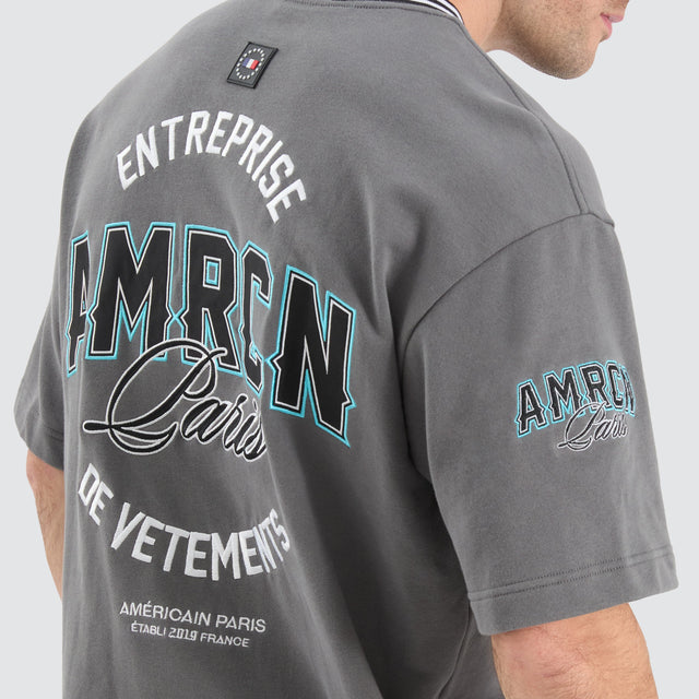 Americain Arathorn Oversized Loopback Tee Charcoal