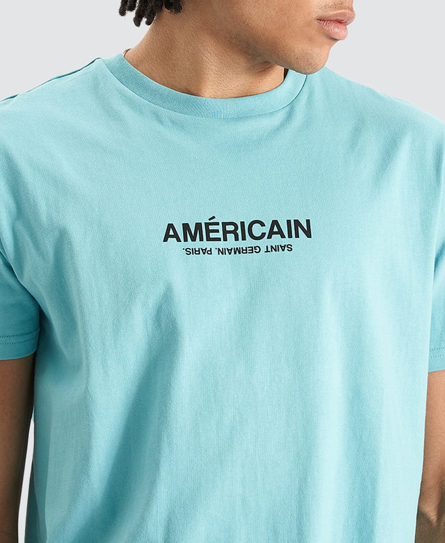 Americain Lyon Dual Curved Hem T-Shirt Aquarelle Green