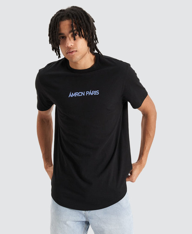 Americain Palais Dual Curved Hem T-Shirt Jet Black