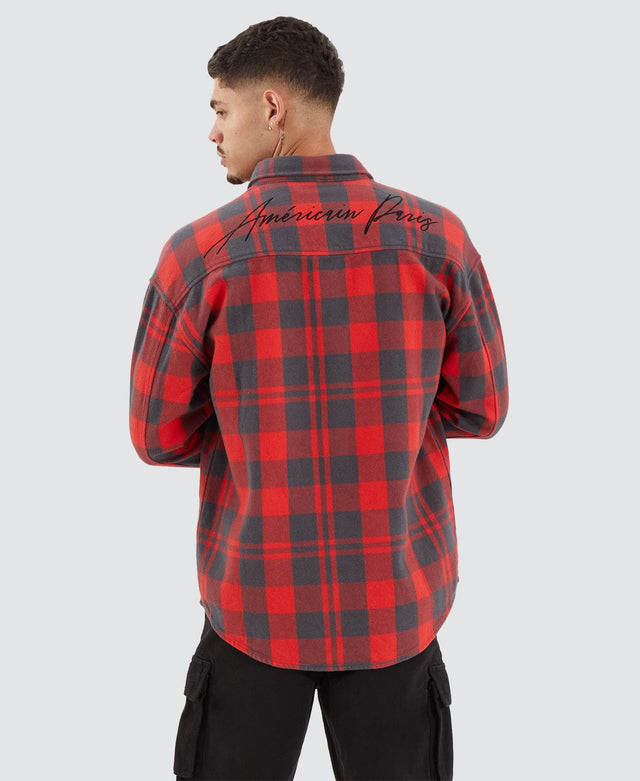 Americain Passo Relaxed Drop Shoulder LS Shirt Iron Flame Check
