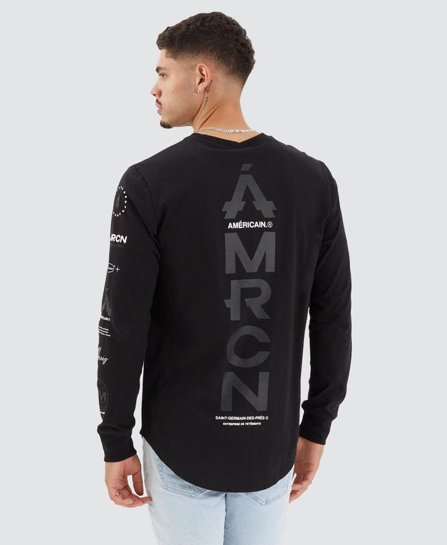 Americain Romang Heavy Cape Back Long Sleeve T-Shirt Jet Black