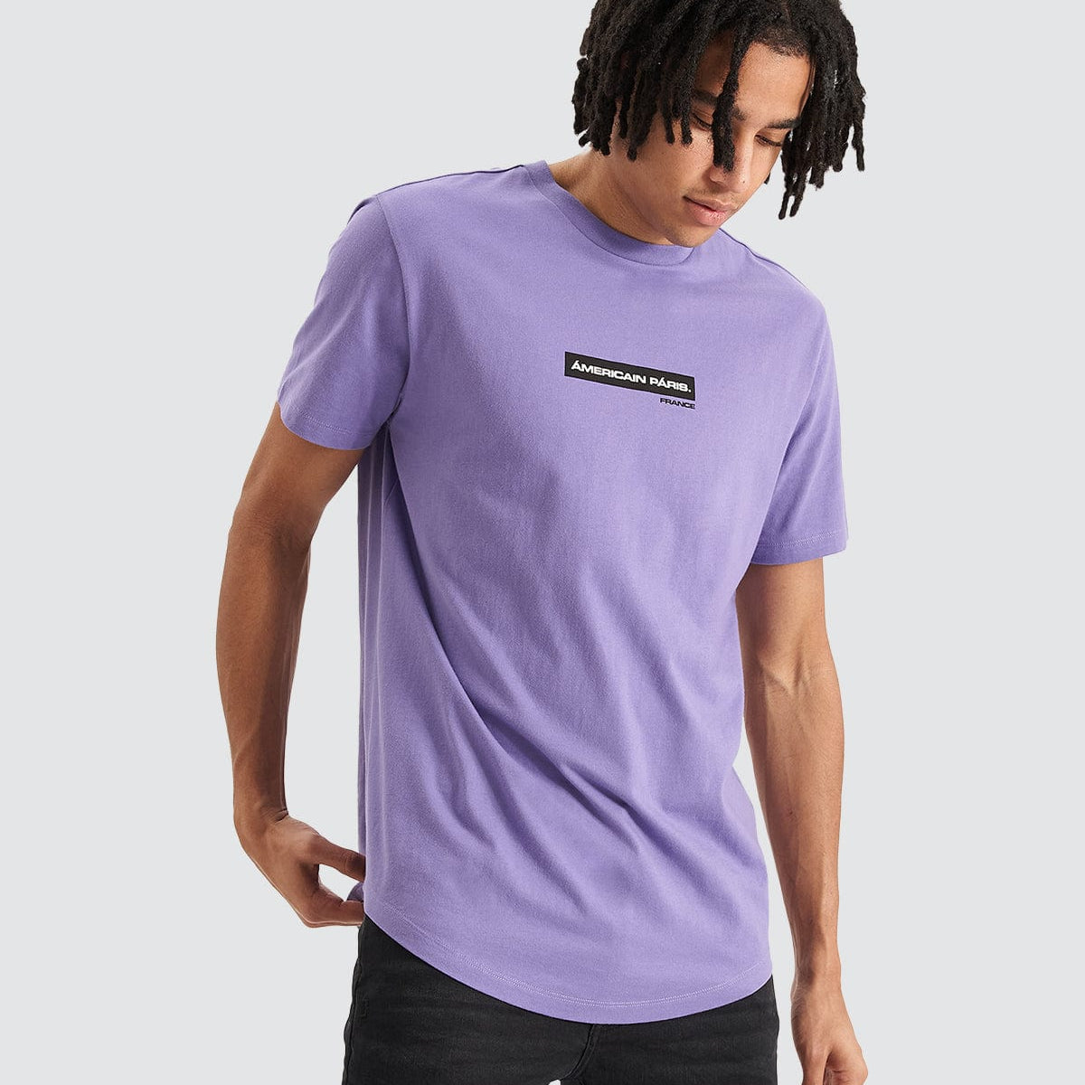 Royale Dual Curved Hem T-Shirt in Purple | Americain – Neverland Store