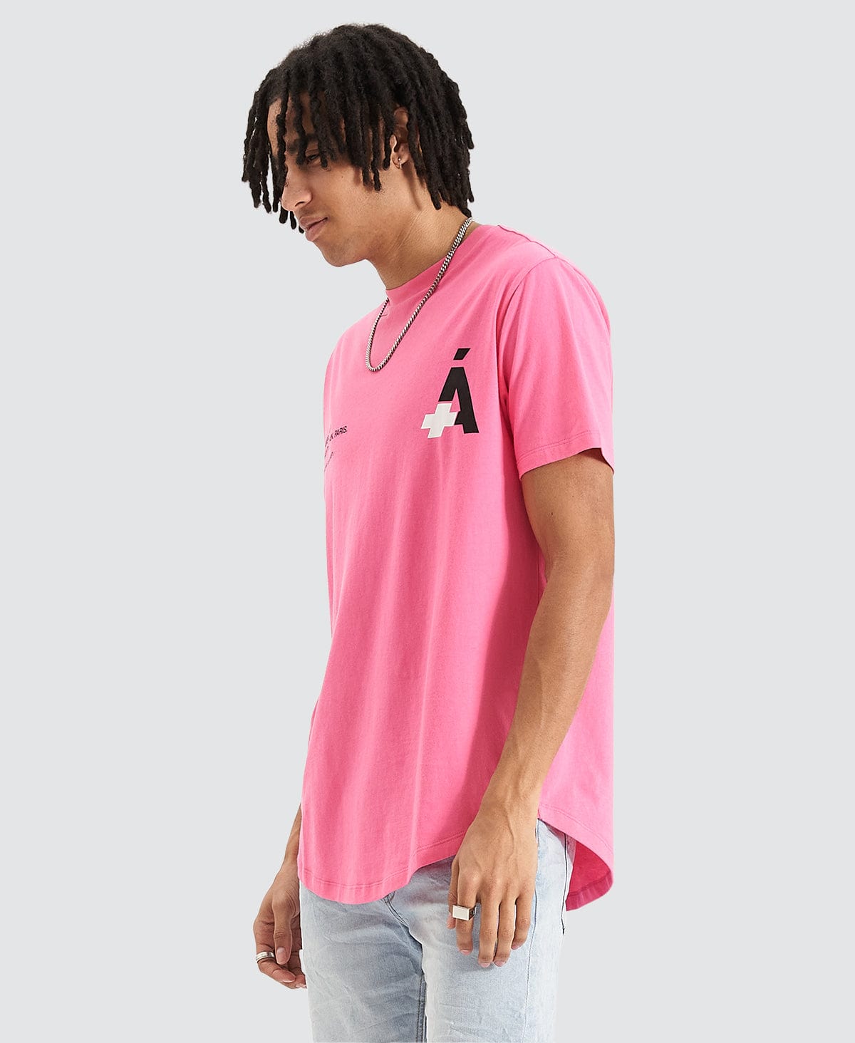Triomphe Dual Curved Hem T-Shirt Azalea Pink – Neverland Store