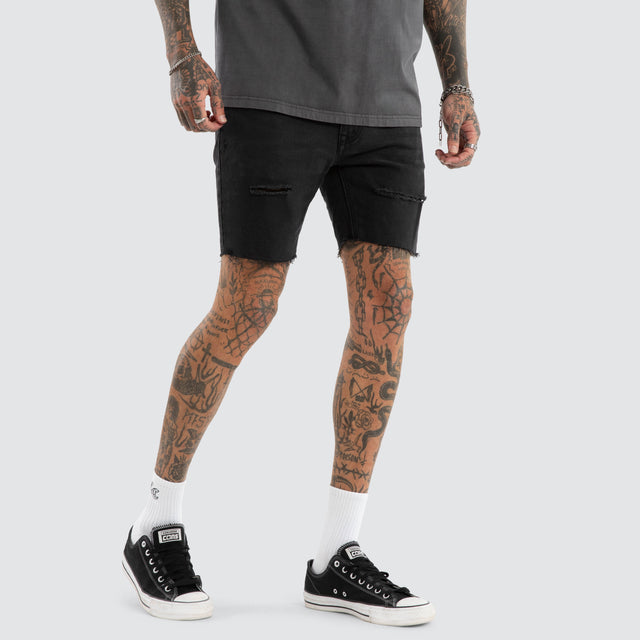 KS2 Denim Shorts Black Grey