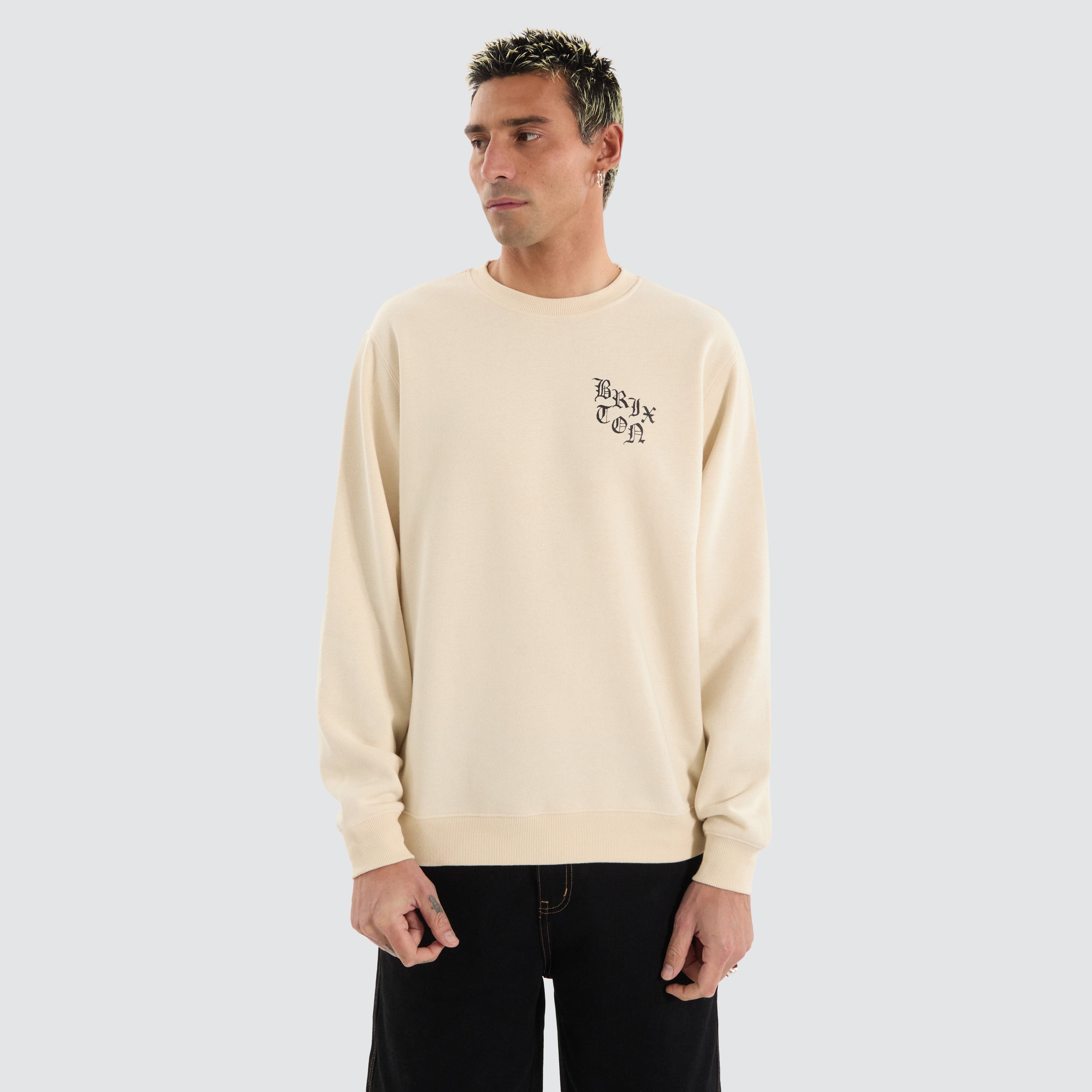 Brixton Be Kind Crew Sweatshirt in White Neverland Store