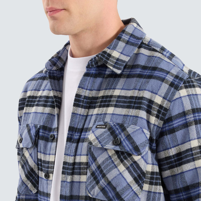 Brixton Bowery Heavy Long Sleeve Flannel Blue/Black Check