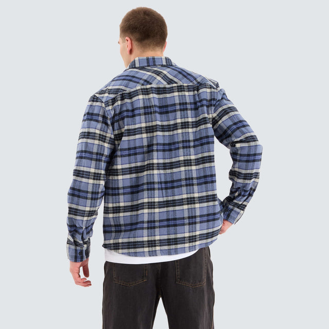 Brixton Bowery Heavy Long Sleeve Flannel Blue/Black Check