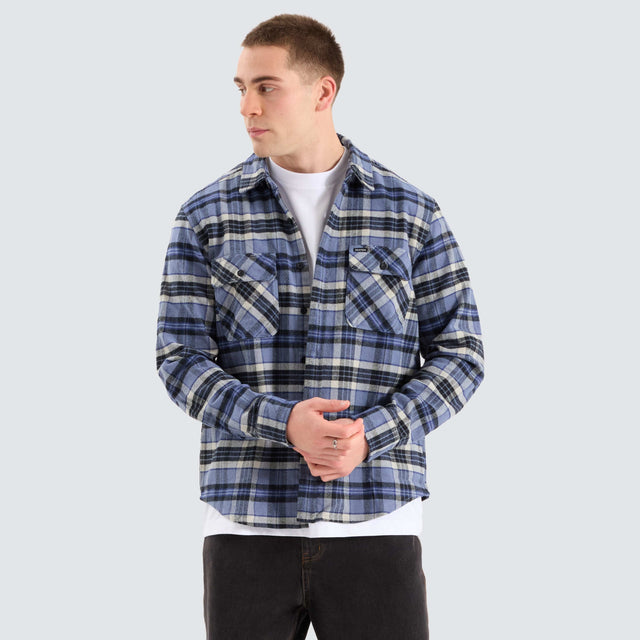 Brixton Bowery Heavy Long Sleeve Flannel Blue/Black Check