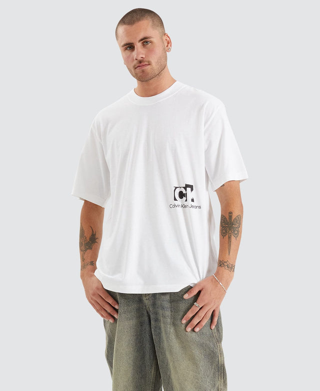 Calvin Klein Connected Layered Landscaope T-Shirt White