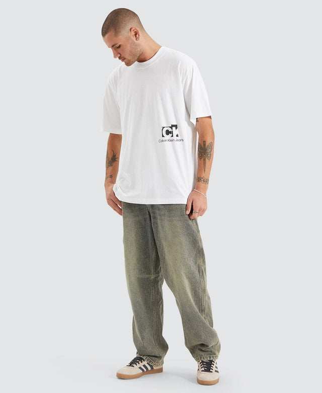 Calvin Klein CONNECTED LAYERED LANDSCAPE TEE - BRIGHT WHITE WHITE