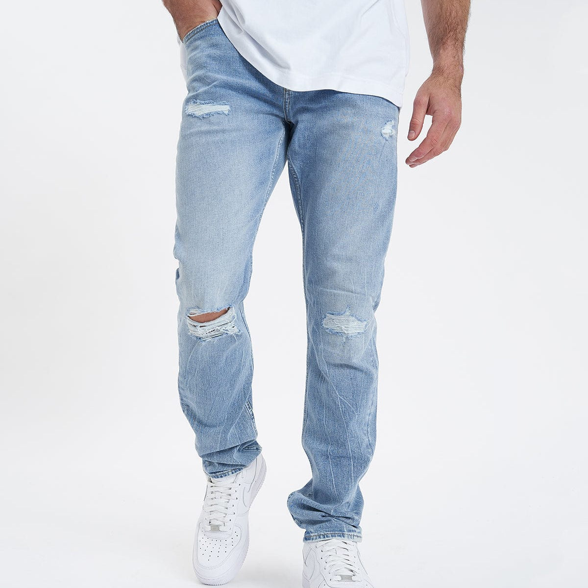 Slim Taper Jeans Destroyed Light Blue – Neverland Store