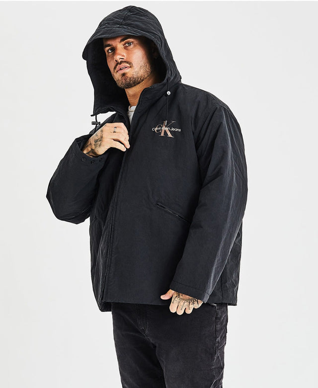 CK Jeans Archival Monologo Windbreaker Jacket Black