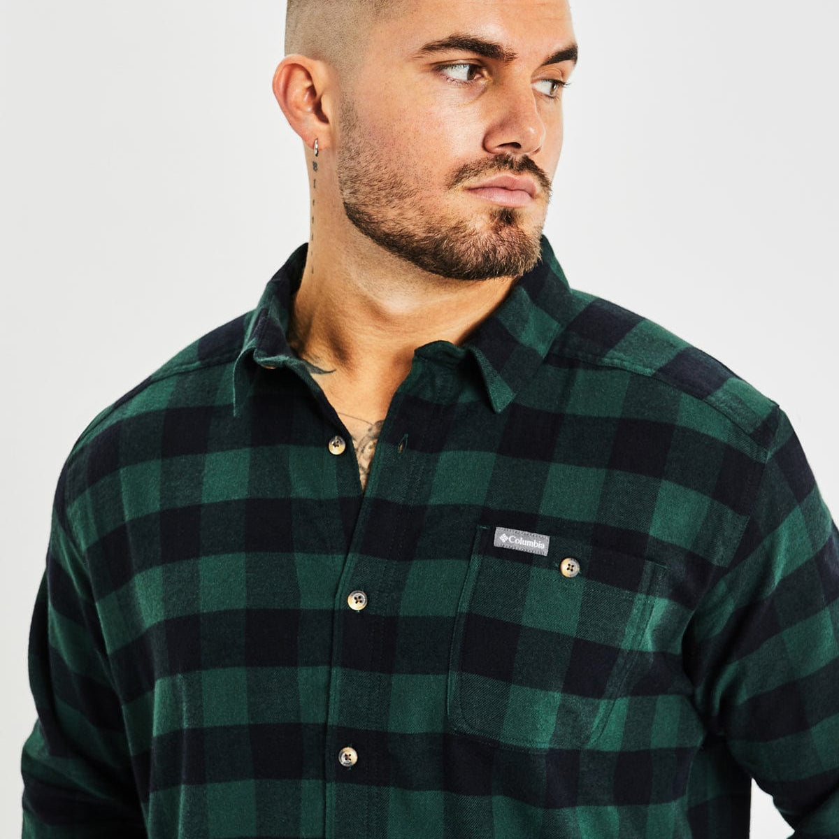 Cornell Woods Flannel Long Sleeve Over Shirt Spruce Buffalo Multi Colo