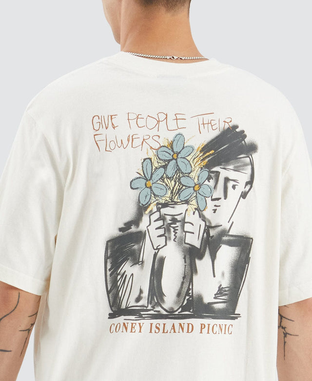 Coney Island Picnic Flowers T-Shirt Coconut