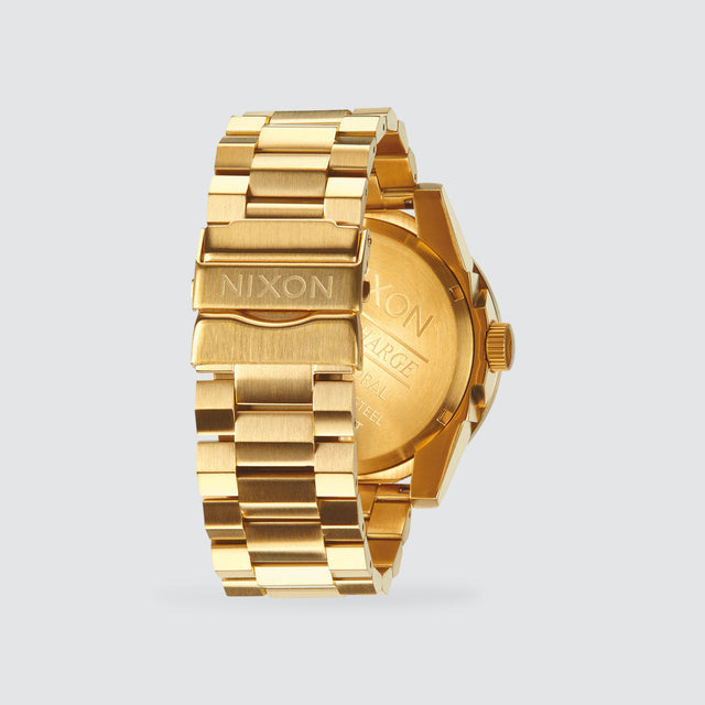 model wears Corporal Stainless Steel Watch Desert Gold/Arles Blue Watches Gold - image 3