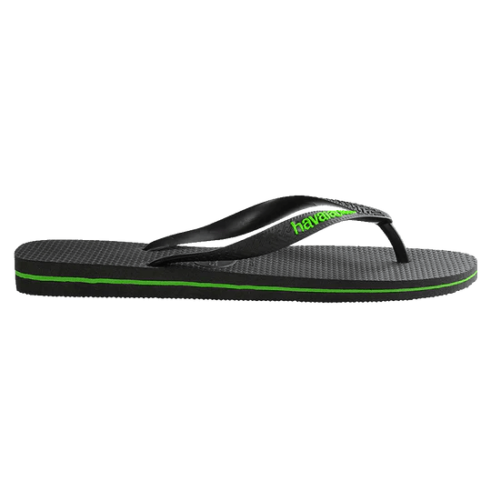 Havaianas Rubber Logo Thongs Black/Neon Green