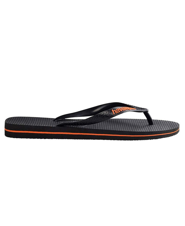 Havaianas Rubber Logo Thongs Black/Orange