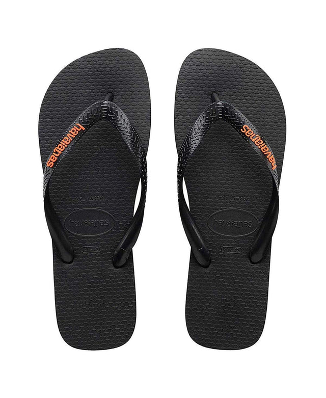 Havaianas Rubber Logo Thongs Black/Orange Black/Orange