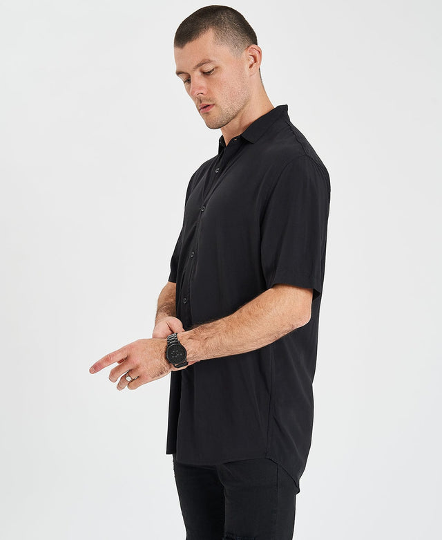 Inventory Oxford Relaxed Short Sleeve Shirt Jet Black