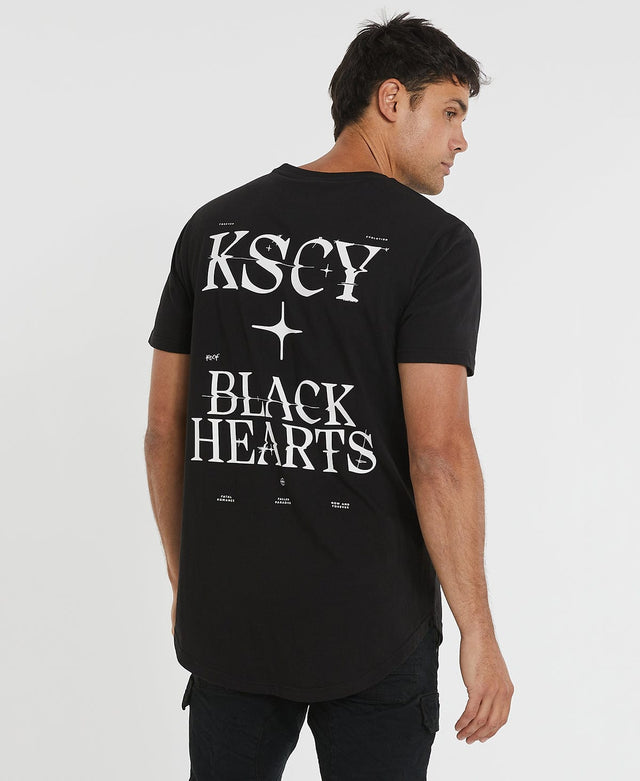 Kiss Chacey Black Hearts Dual Curved T-Shirt Jet Black