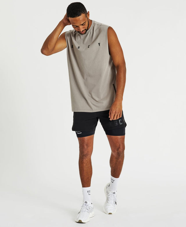 Kiss Chacey Compound Muscle Tee Split Hem - Gull GREY